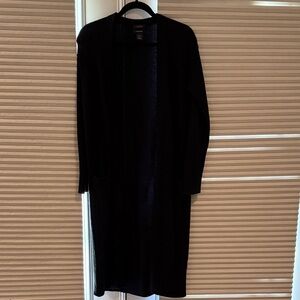 Halogen Black Long Cashmere Blend Cardigan
